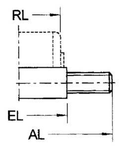 Stepped axle with external thread