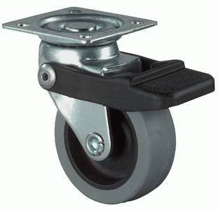 Swivel castor with wheel brake
