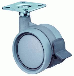 Plastic dual castor with brake