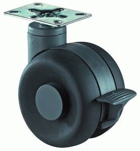 Plastic dual castor with brake