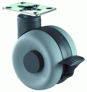 Plastic dual castor with brake