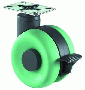 Plastic dual castor with brake