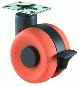 Plastic dual castor with brake